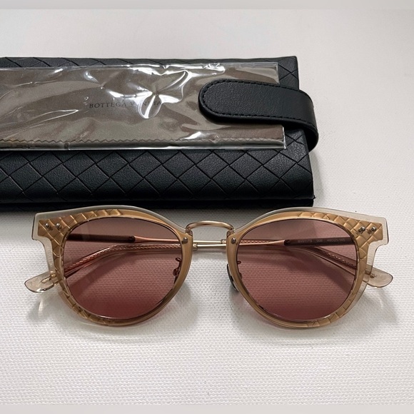 Bottega Veneta BV0117S 006 Gold orange Metal Frame 48-21-145 sunglasses cat eye main image 6